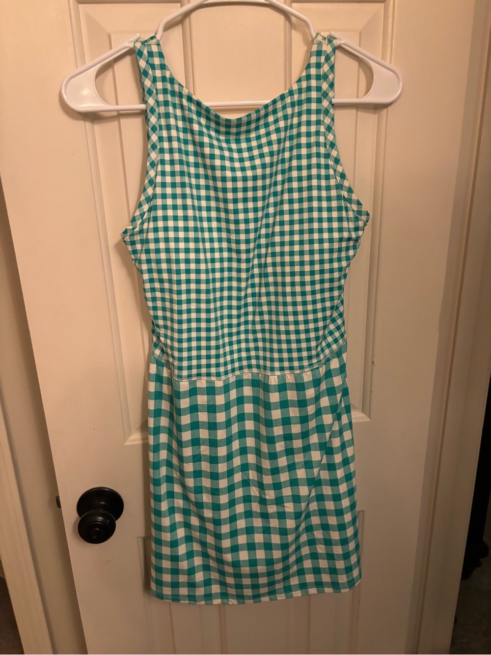 Sleeveless Green Gingham Athletic Dress